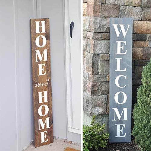 Welcome and Home Sweet Home Stencil - 18 Pack Large Vertical Welcome Home Sweet Home Sign Stencils Templates for Painting on Wood, Reusable Letter Stencils for Porch Signs & Front Door Decorations - style: Welcome and Home Sweet Home