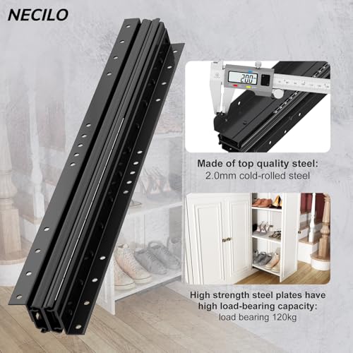 NECILO 24 Inch Undermount Heavy Duty Slides, 260 lb Full Ext Ball Bearing - size: 24 Inch, style: Heavy Duty Undermount