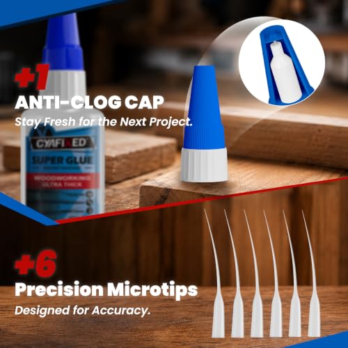 CYAFIXED Professional Grade Cyanoacrylate Super Glue, Ultra Thick Viscosity CA Glue for Woodworking, 1 oz. (28.3 Grams) - Instant Adhesive for Woodworking, Gap Filling, Heavy Duty Wood Bonding - size: 1 oz