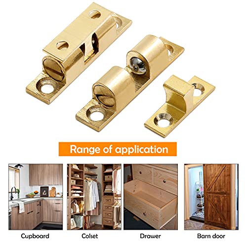Uenhoy 10 Pcs Solid Brass Dual Ball Tension Latch 1-3/8" Gold Tone - color: Gold, size: 35mm, 10pcs
