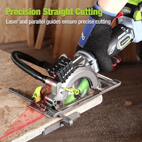 WORKPRO 20V 4-1/2" Cordless Mini Circular Saw with 4.0Ah Battery - style: 20V Cordless Mini Circular Saw