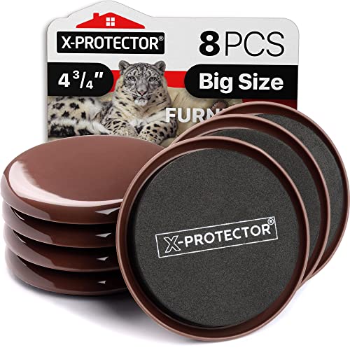 Furniture Sliders for Carpet X-PROTECTOR - 8 PCS Heavy Moving Pads 4 3/4"
