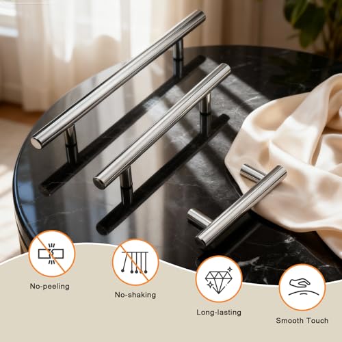 Gobrico 10 Pack 4" (102mm) Hole Center Cabinet Pulls, Chrome Kitchen Cabinet Handles, Stainless Steel Drawer Pulls, Euro Bar Cabinet Hardware, Kitchen Cupboard Pull, 6-3/8'' Total Length - color: Polished Chrome, size: 4 Inch Hole Center