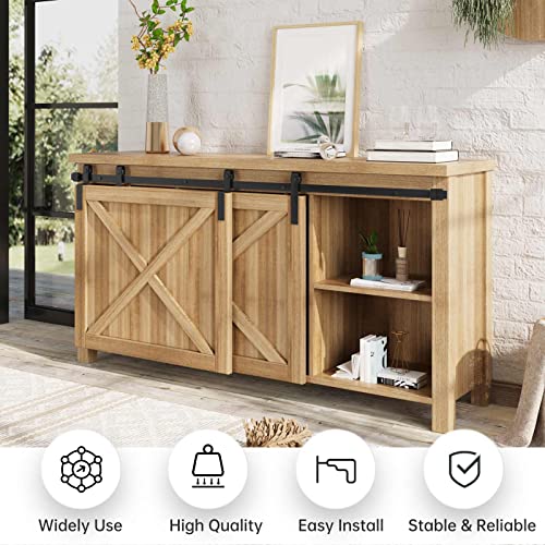 EaseLife 5 FT Mini Cabinet Bypass Sliding Barn Door Hardware Track Kit,Easy Install,Slide Smoothly Quietly,Apply for Storage Window TV Stand and Other Shielding (No Cabinet) - size: 5 feet for 2 doors