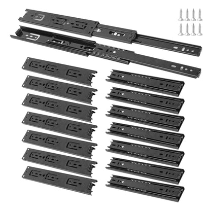 8 Pairs 10 Inch Black Full Extension Drawer Slides, Side Mount Drawer Slides with Screw, Ball Bearing File Cabinet Rails for Kitchen and Office Cabinet - size: 8 Pairs 10 Inch