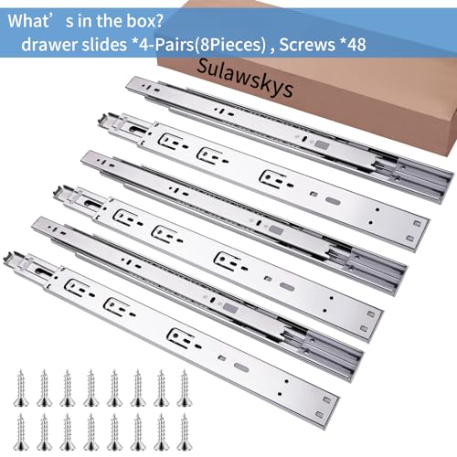20 inch Drawer Slides 4 Pairs (8pcs) Soft Self Close Full Extension Ball Bearing Drawer Rails Side Mount Metal Dresser Runners for File Cabinet Trash Can Kitchen Wardrobe Glides 20" 100 LB Capacity - size: ‎20inch-500mm