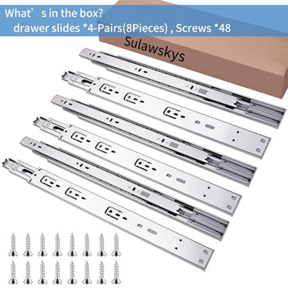 20 inch Drawer Slides 4 Pairs (8pcs) Soft Self Close Full Extension Ball Bearing Drawer Rails Side Mount Metal Dresser Runners for File Cabinet Trash Can Kitchen Wardrobe Glides 20" 100 LB Capacity - size: ‎20inch-500mm
