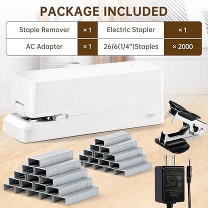 Deli Electric Stapler, Automatic Staplers for Desk, 25-Sheet Capacity - color: White