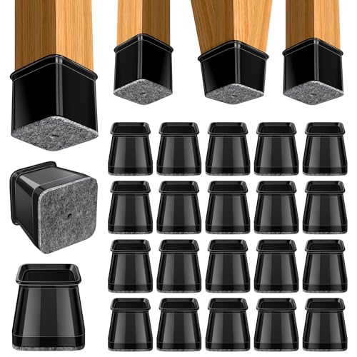 BUMACO Chair Leg Floor Protectors for Hardwood Floors Anti-Scratch 20 Pack - color: Black-20 Pcs, size: Square L