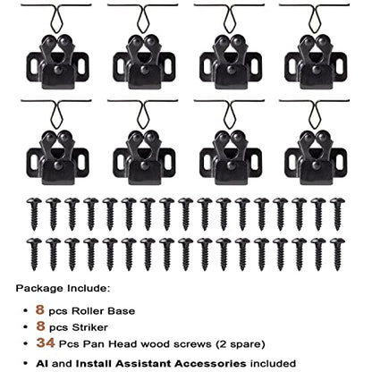 Keenkee Cabinet Latch Double Roller Catch, Black Nickel, 8 PCS - color: BlackNickel 8ps