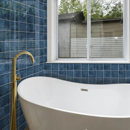 Peel and Stick Tiles for Kitchen Backsplash, Stick on Marble Tiles - color: Blue, size: 5-sheet
