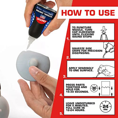 Loctite Super Glue Ultra Gel Control, Clear, 0.14 fl oz Bottle, 1 Pack - Superglue for Plastic, Wood, Metal, Crafts & Repair, Cyanoacrylate Adhesive Instant Glue, Quick Dry - size: 1 Pack, style: Ultra Gel Control