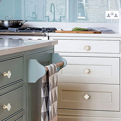 6 Pcs Clover Knobs Four-Leaf Handle Creative Cabinet Drawer Pulls Gold for Dresser Wardrobe Zinc Alloy Single Hole Door Handle(White) - color: White