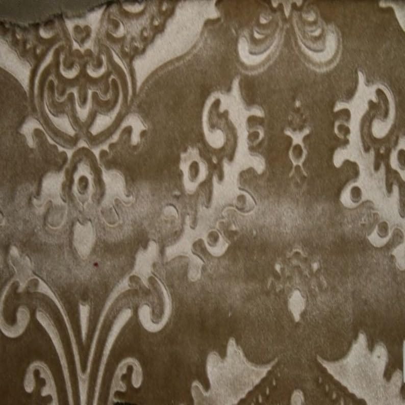 Cafe Brocade Velvet Damask Fabric, Ideal Embossed Material for Upholstery, Drapery, Pillows, Slipcovers, Tablecloths, Sewing, DIY, Etc - Sample - color: Cafe, size: Sample 3x3 Inch