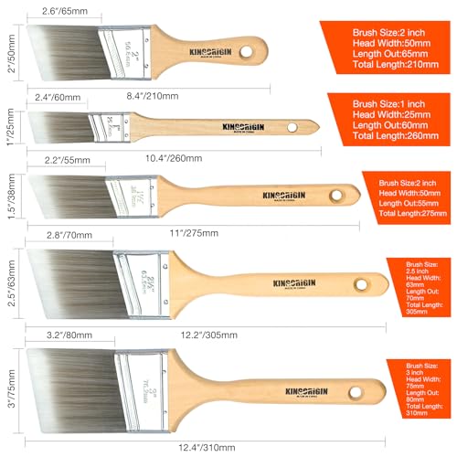 King Origin 10 Pack Angled Paint Brushes Set 1" 1.5" 2" 2.5" 3" - size: Multi-size, 10 Pack