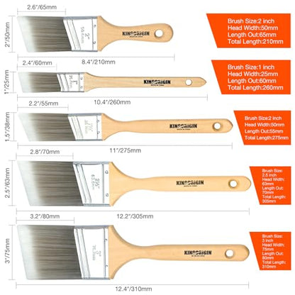 King Origin 10 Pack Angled Paint Brushes Set 1" 1.5" 2" 2.5" 3" - size: Multi-size, 10 Pack