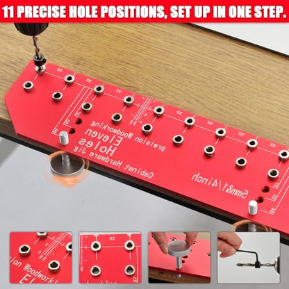 TRULYWIN Shelf Pin Jig, 11-Hole Aluminum Cabinet Drilling Guide