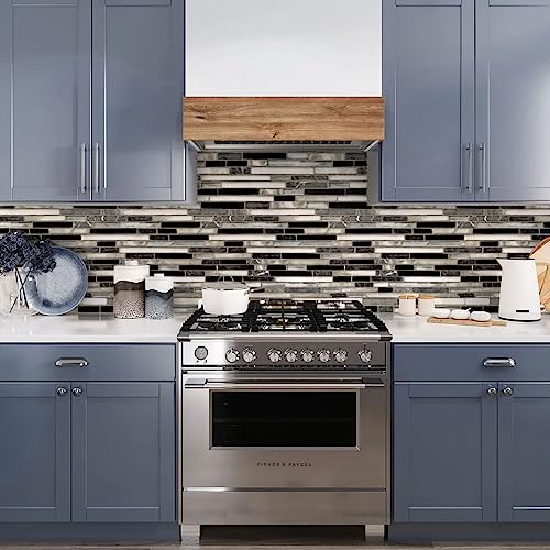 Livebor Backsplash Peel and Stick Wallpaper Kitchen Wallpaper17.7” x 118.1” - color: Black/Gray, size: 17.7" x 118.1"