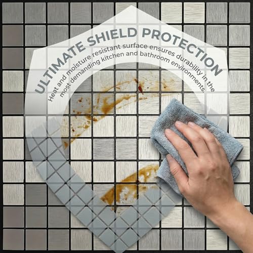 10pcs Waterproof Mosaic Wall Stickers, Silver - color: Silver