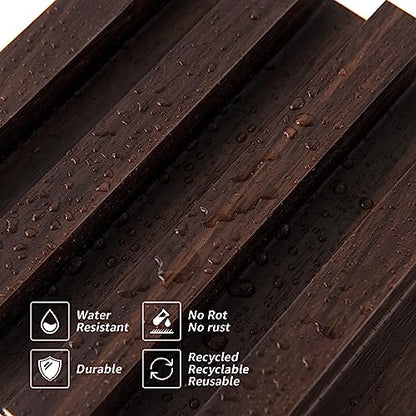 Art3d 96 x 6 Inch WPC Wood Diffuser Slat Wall Panel, 8-Pack, Black Walnut - color: Walnut, size: 96*6