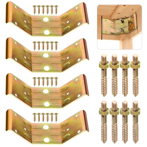 Kerf Mount Corner Bracket, Set of 4 Surface Mount Corner Bracket for Table Aprons, Connection Table Top, Legs, Frame, Repairing or Building Table (4)