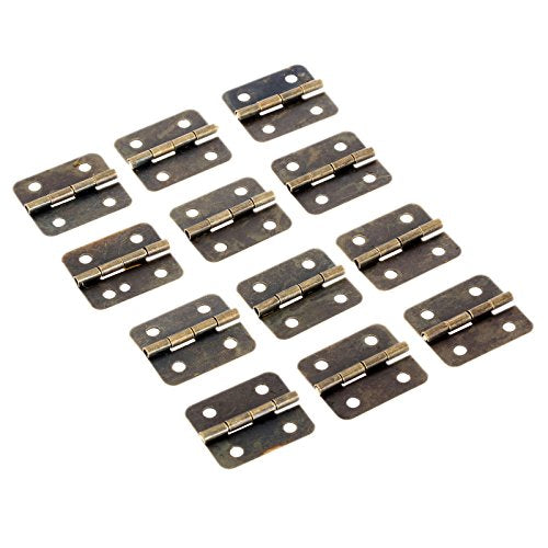 dophee 12pcs Bronze Mini Butt Hinges Connectors with Screws, 0.73"x0.63"