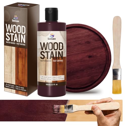 SENVEN Wood Stain, Rosewood Wood Stain, 100ml Woods-Stain for Woods, Furniture, Cabinet, Fast Drying Woods-Stain, Non-Toxic Wood-Stains, Water Based & Low Odor Wood-Stains, Indoor&Outdoor Woods Stains - color: Rosewood, size: 3.5 Fl Oz