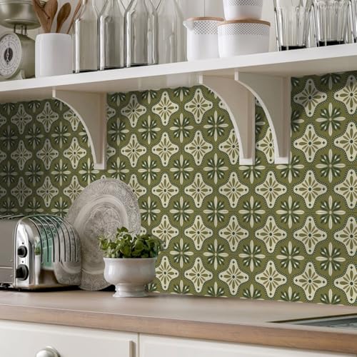 VICCI 12 Pcs Stick On Backsplash Tiles, 5.9x5.9 Peel and Stick Wall Decals - color: Art-238, size: 5.9x5.9IN*12PCS