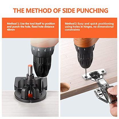 Adoles 35mm Concealed Door Hinge, Accurate Locking Cabinet Hinge, Aluminum Alloy DIY Pocket Hole Jig, 2 Retaining Clips, Adjustable Quick Punch Cabinet Hardware