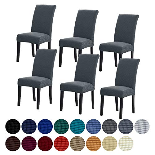 Stretch Chair Covers for Dining Room Set of 6, Removable Washable Dining Room Chair Covers, Dining Chair Slipcovers Seat Protector, Great Home Decor and Banquet Upholstery (Gray, 6 Pack) - color: Grey, size: 6 pack