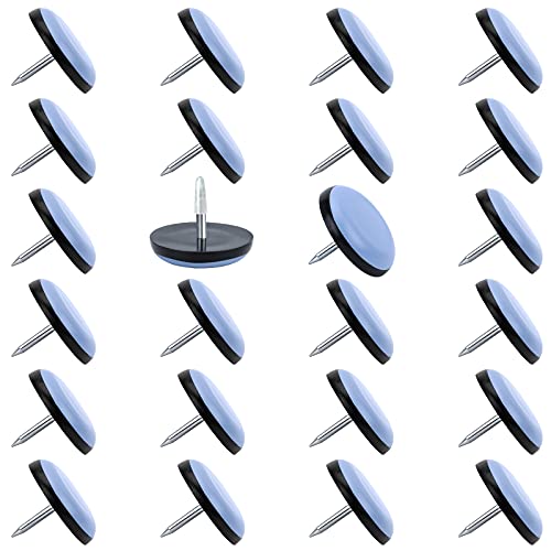 24 Pack Chair Glides, Nail On Chair Gliders (7/8 Inch Diameter), Teflon Chair Glides for Hardwood Floor, Carpet, Wooden Furniture, PTFE (Teflon) Furniture Leg Moving Pads - size: 7/8 Inch