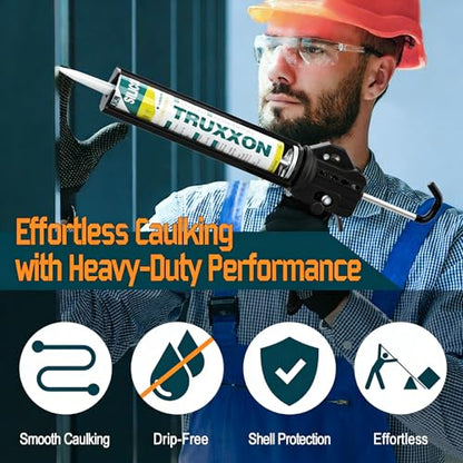 2026 One-Touch Drip-Free Caulk Gun | Effortless & Professional Design with Heavy-Duty Metal Body, 18:1 Thrust Ratio | For 9, 10, 11 oz Silicone Tubes Black - color: 3- Mix Black