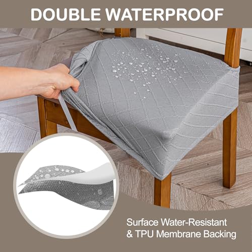 Genina Waterproof Chair Covers for Dining Room,Set of 2,Light Gray - color: Light Gray, size: 2PCS