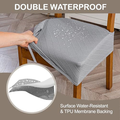 Genina Waterproof Chair Covers for Dining Room,Set of 2,Light Gray - color: Light Gray, size: 2PCS