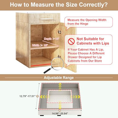 Fokyfok Pull out Cabinet Organizer,16"-21"W,13"-17"D,Expandable,Adhesive - color: White, size: (16"W-21"W)X(13"D-17"D)