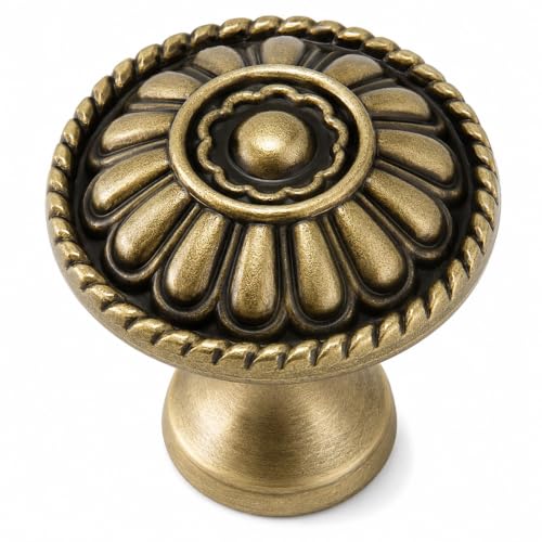 trust4care 4-Pack Antique Brass Kitchen Cabinet Knobs Vintage Drawer Pulls