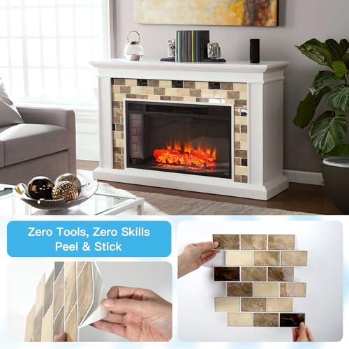Art3d 10-Pack Subway Peel and Stick Backsplash, Yellow Jasper, 12 x 12 Inch - color: Yellow Jasper
