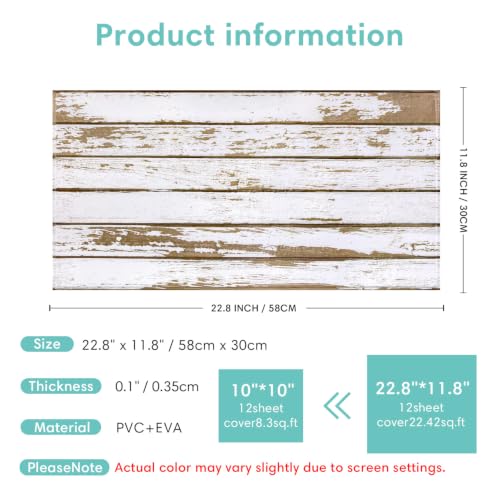 Commomy Faux Wood 3D Peel and Stick Wall Stickers,Thin Urltra PVC - 12 pcs - color: ‎‎Large Wood-A