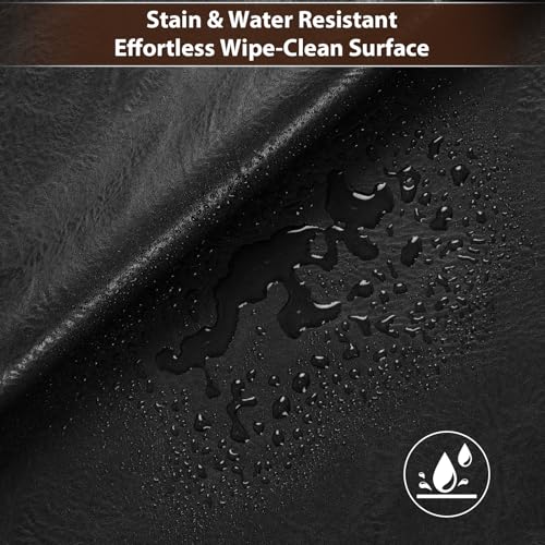 Faux Leather 1.0mm Upholstery Fabric by the Yard 55x36 Inch Black - color: Black, size: Pre Cut 1 Yard