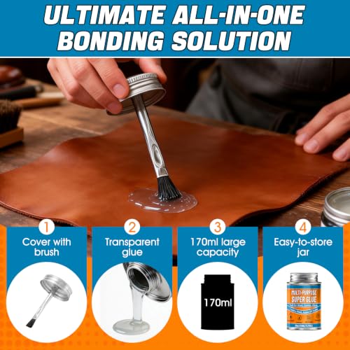 JAOJAO Super Glue with Brush(170ml), All Purpose Strong Clear Adhesive