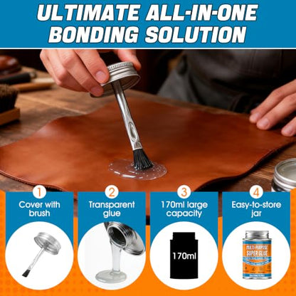 JAOJAO Super Glue with Brush(170ml), All Purpose Strong Clear Adhesive