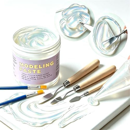 Clear Modeling Paste 10.14 oz/300ml, Acrylic Texture Paste with Art Tools - color: Transparent Texture Paste+Palette Knife+Scrapers Tools