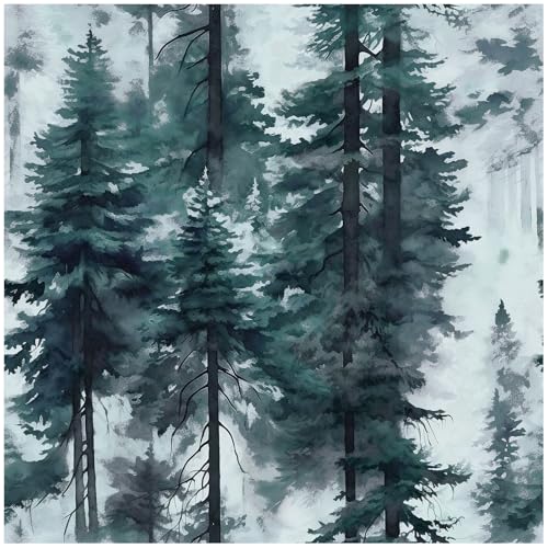 HAOKHOME Forest Peel and Stick Wallpaper Misty Blue Mural Contact Paper - color: Misty Blue/Green, size: 17.3in x 9.8ft