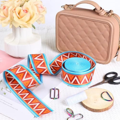 2 Inch Webbing Straps for Bags-6 Yards Webbing for Handles Bag - color: Orange blue-6yard