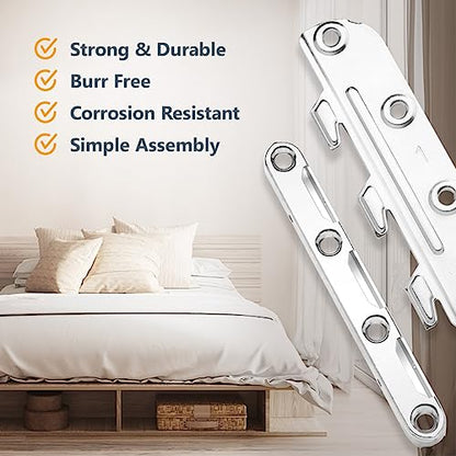 POWERTEC Surface Mounted Bed Rail Brackets 4PK, Bed Frame Hardware w/ Mounting Screws for Bed Frame/Head Board/Footboards, No-Mortise Bed Hardware (71425) - size: Set of 4