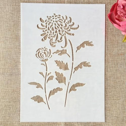 TIAMECH A4 Reusable Chrysanthemum Stencil for Painting - style: Two Daisy Tree
