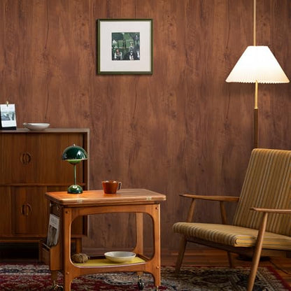Wood Grain Contact Paper Peel and Stick Wallpaper for Cabinets Furniture - color: Reddish Brown, size: 17.7" x 393"