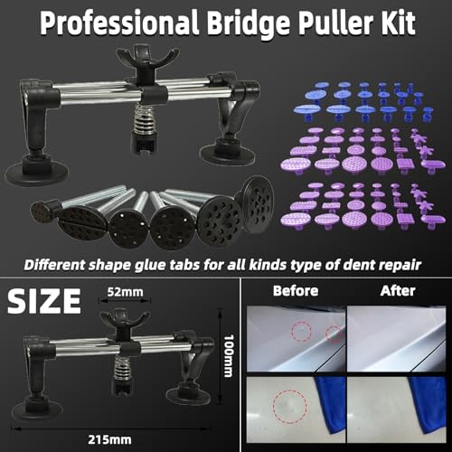 168 Pcs Paintless Dent Removal Rods, Paintless Dent Repair Tools, Black Lifter Puller Car Dent Repair Kit, Car Dent Puller with Manganese Steel Material, Dent Removal Kit for Dent Repair
