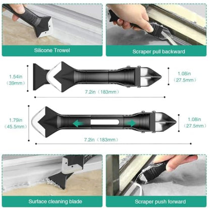 9Pc Caulking Tool,Silicone Sealant Remover Scraper,Ergonomic Handle-0.276lb