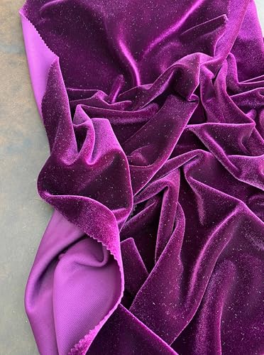 Premium Stretch Velvet Fabric by The Yard - Wrinkle-Resistant - Soft - Upholstery Fabric - Polyester Spandex Blend - for Clothing and Crafts - Resistant – 58-60 Inches Wide (Magenta, 1 Yard) - color: Magenta, size: 1 Yard